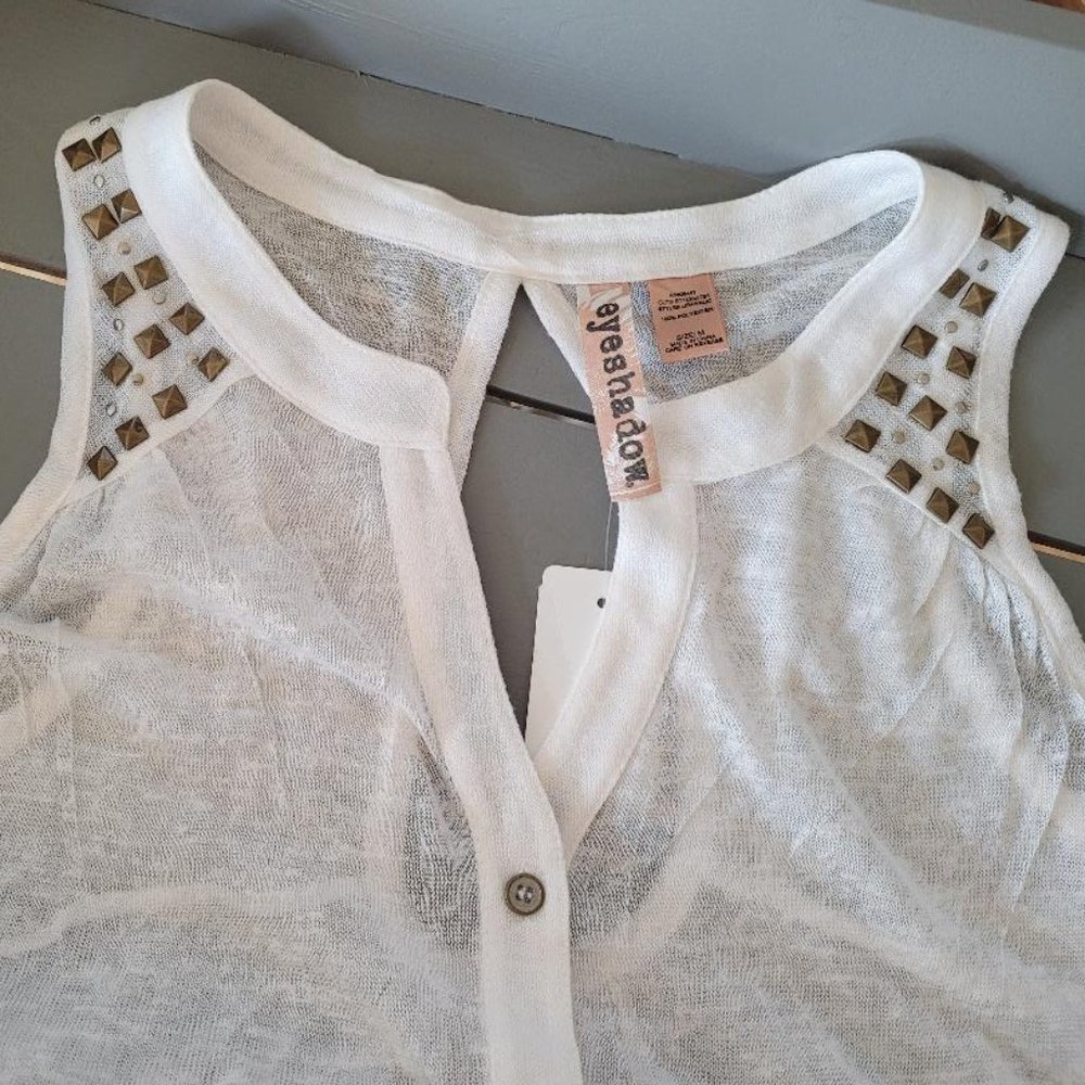 Eyeshadow Sleeveless Gauze Top M Embellishments